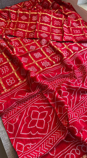 Pure Crepe Silk Saree with Bandhani Banarasi Weaving
