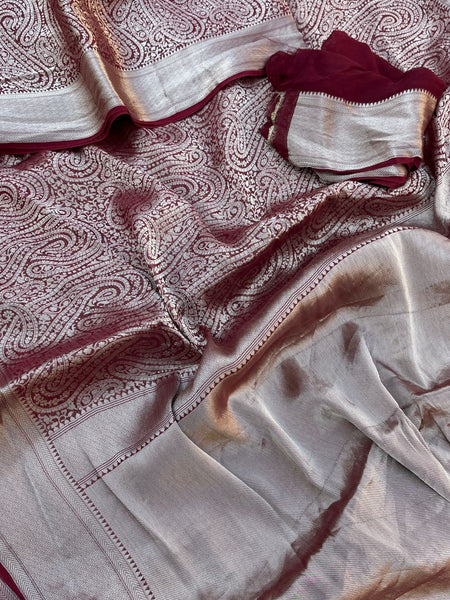 Pure Khaddi Georgette Saree with Banarasi Weaving
