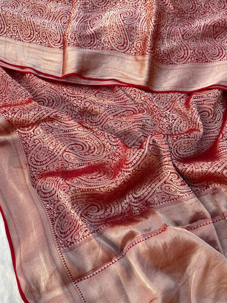 Pure Khaddi Georgette Saree with Banarasi Weaving
