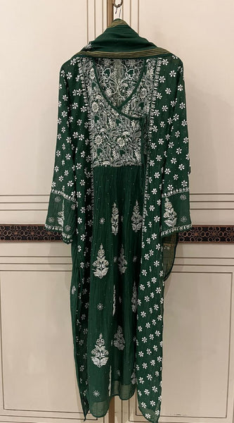Mul Chanderi Angrakha Kurta Dupatta Set with Elegant Mukaish Work