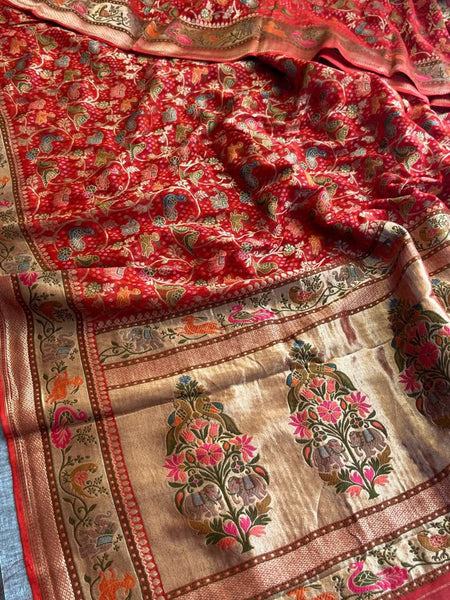 Khaddi Georgette Silk Saree with Meena Bandhani Weave