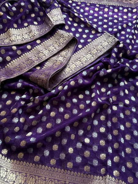 Pure Khaddi Georgette Banarasi Silk Saree in Traditional Weaving Design