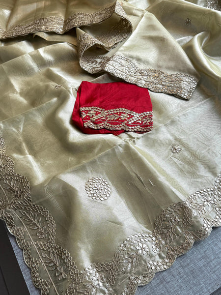Handloom Tissue Silk Wedding Saree with Gotapatti & Sequins Detailing 7