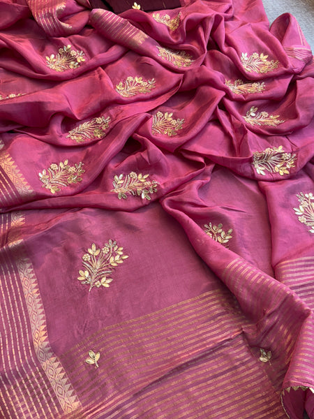 Crepe Banarasi Saree with Zardozi & Zarkan Embellishments