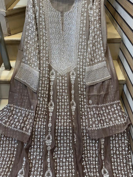 Pure Mul Chanderi Semi-Stitched Kurta Dupatta Set with Pearl & Katdana