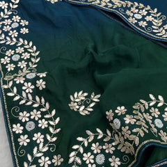 Pure Munga Silk Saree with Gotapatti, Zardozi, Kutdana and Pearl Work