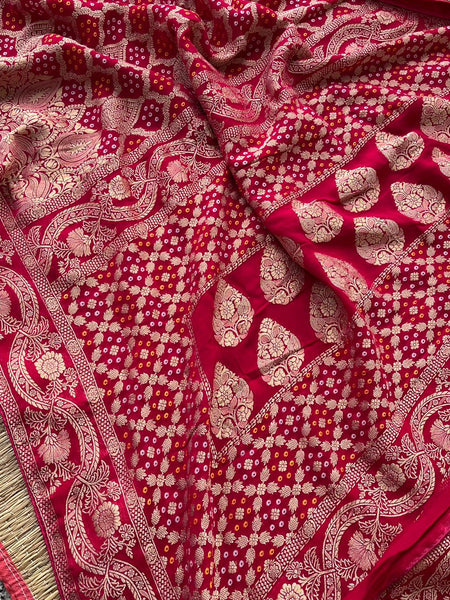 Pure Khaddi Georgette Saree with Banarasi Weaving