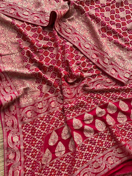 Pure Khaddi Georgette Saree with Banarasi Weaving