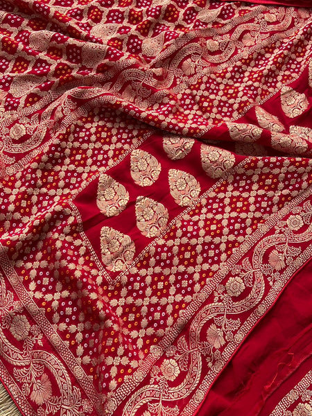 Pure Khaddi Georgette Saree with Banarasi Weaving