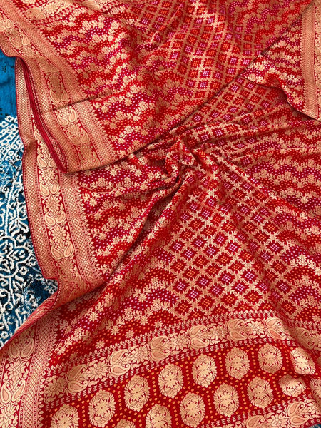 Pure Khaddi Georgette Dupatta with Bandhani Weaving