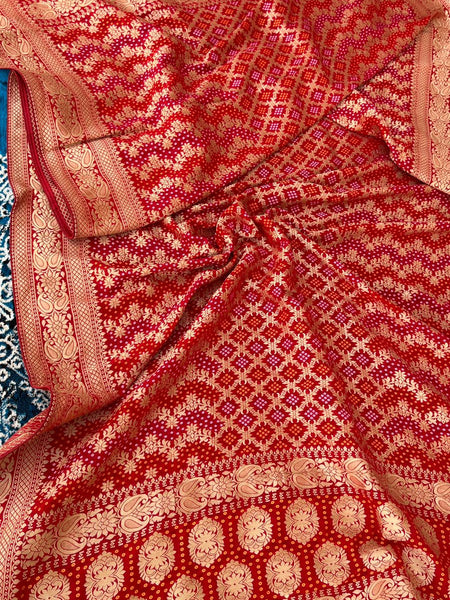 Pure Khaddi Georgette Dupatta with Bandhani Weaving
