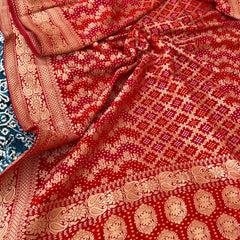 Pure Khaddi Georgette Dupatta with Bandhani Weaving
