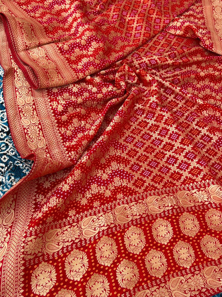 Pure Khaddi Georgette Dupatta with Bandhani Weaving