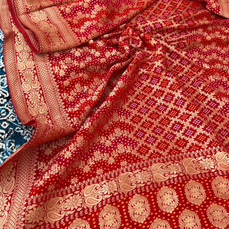 Pure Khaddi Georgette Dupatta with Bandhani Weaving