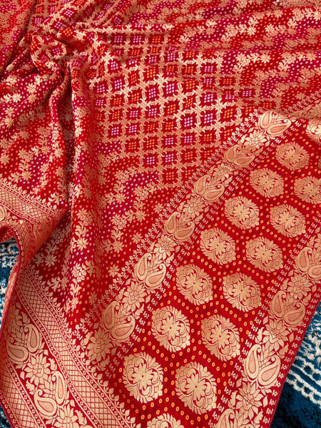 Pure Khaddi Georgette Dupatta with Bandhani Weaving