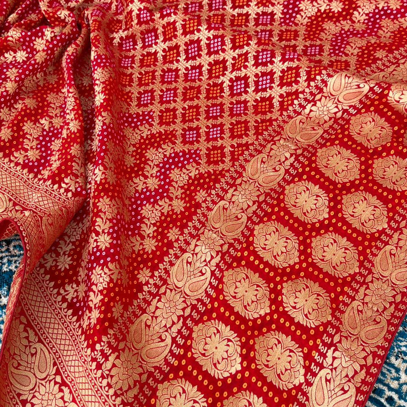 Pure Khaddi Georgette Dupatta with Bandhani Weaving
