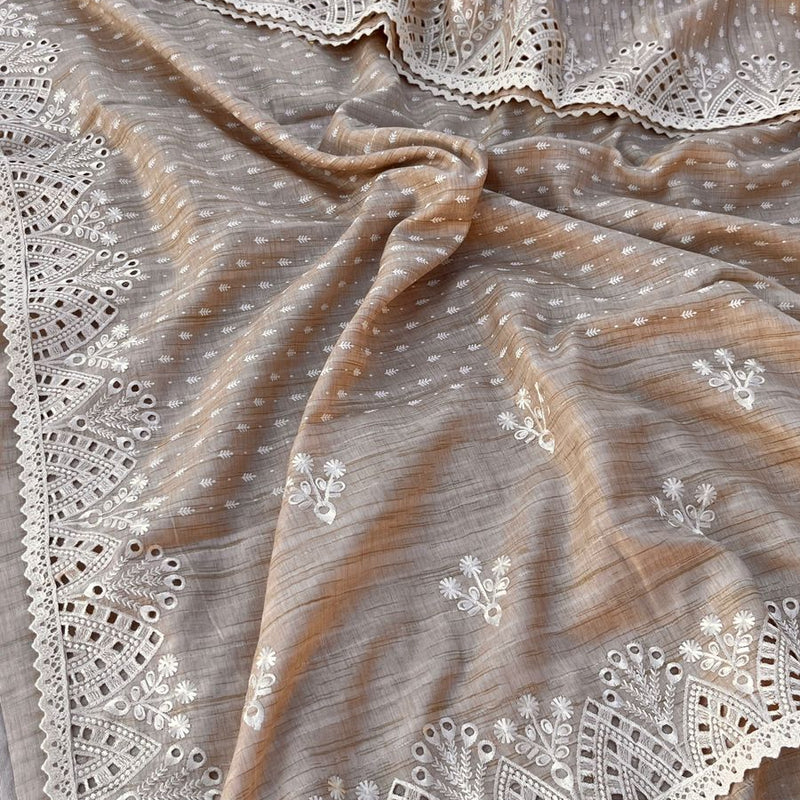 Pure Soft Tussar Silk Saree with Exquisite Parsi Embroidery