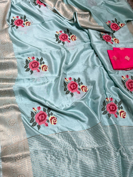 Pure Munga Banarasi Weaving Saree with Multi-Thread Embroidery