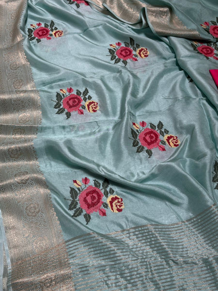 Pure Munga Banarasi Weaving Saree with Multi-Thread Embroidery