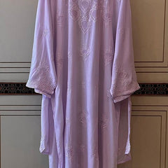 Pure Mulmul Semi-Stitched Kurta Dupatta Set with Jaali Motifs