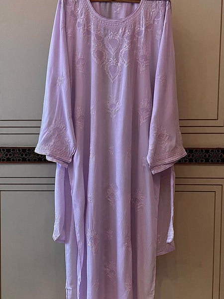 Pure Mulmul Semi-Stitched Kurta Dupatta Set with Jaali Motifs