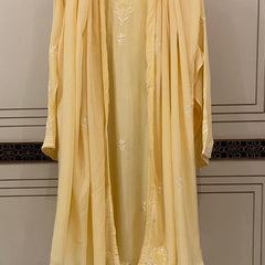 Pure Mulmul Semi-Stitched Kurta Dupatta Set with Jaali Motifs
