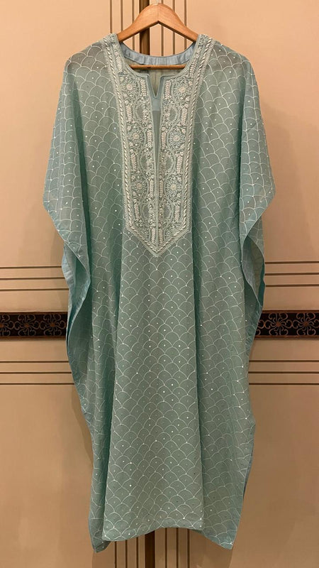 Pure Mulmul Kurta Set with Jaali Motifs for Chic Daywear
