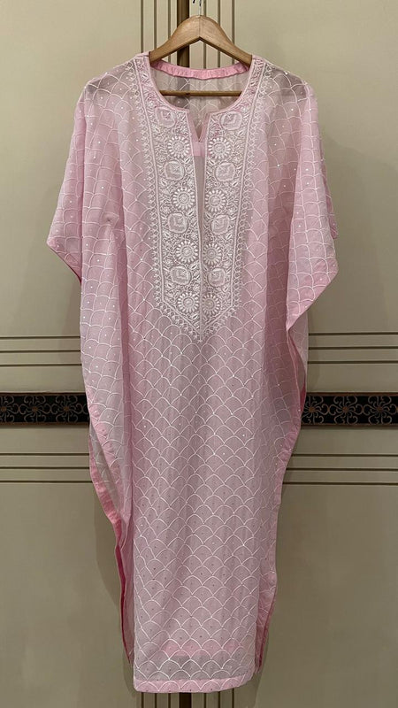 Pure Mulmul Kurta Set with Jaali Motifs for Chic Daywear