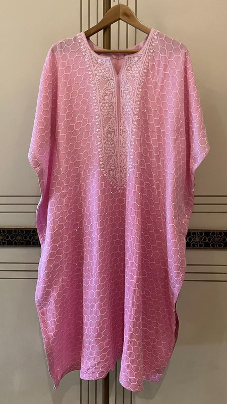 Pure Mulmul Kurta Set with Jaali Motifs for Chic Daywear