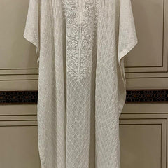 Pure Mulmul Kurta Set with Jaali Motifs for Chic Daywear