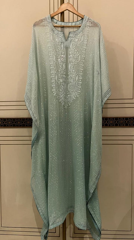 Pure Mulmul Kurta Set with Jaali Motifs for Chic Daywear