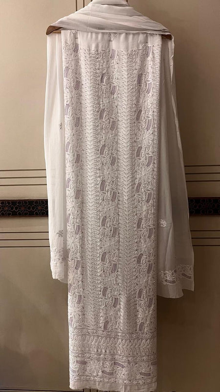 Pure Georgette Semi-Stitched Kurta and Dupatta Set