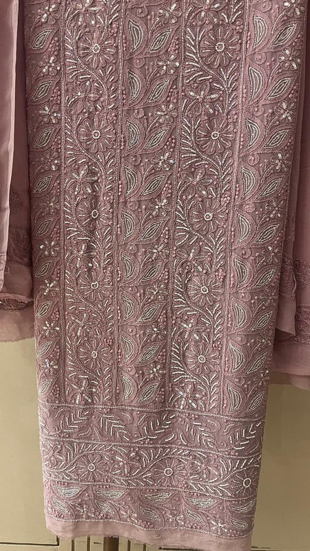 Pure Georgette Semi-Stitched Kurta and Dupatta Set