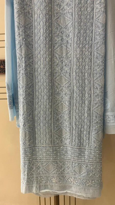 Pure Georgette Semi-Stitched Kurta and Dupatta Set