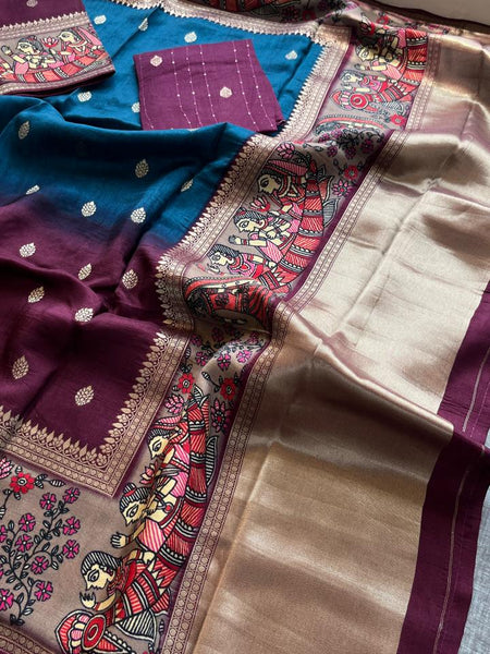 Luxurious Silver Banarasi Weave Satin Crepe Saree