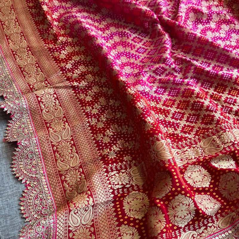 Elegant Bandhani Banarasi Khaddi Georgette Dupatta