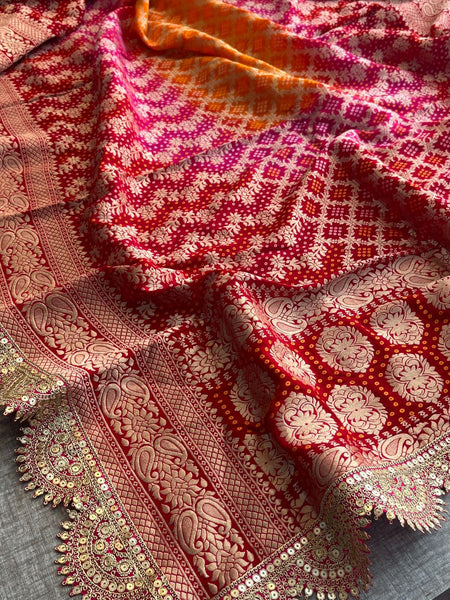 Elegant Bandhani Banarasi Khaddi Georgette Dupatta