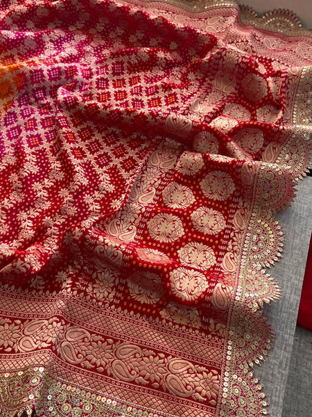 Elegant Bandhani Banarasi Khaddi Georgette Dupatta