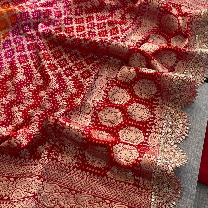 Elegant Bandhani Banarasi Khaddi Georgette Dupatta