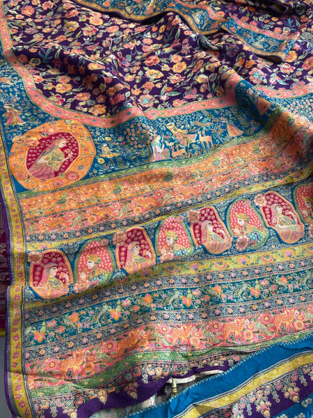 Luxurious Meena Banarasi Munga Tussar Silk Saree
