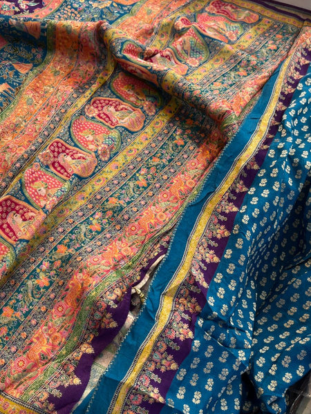 Luxurious Meena Banarasi Munga Tussar Silk Saree