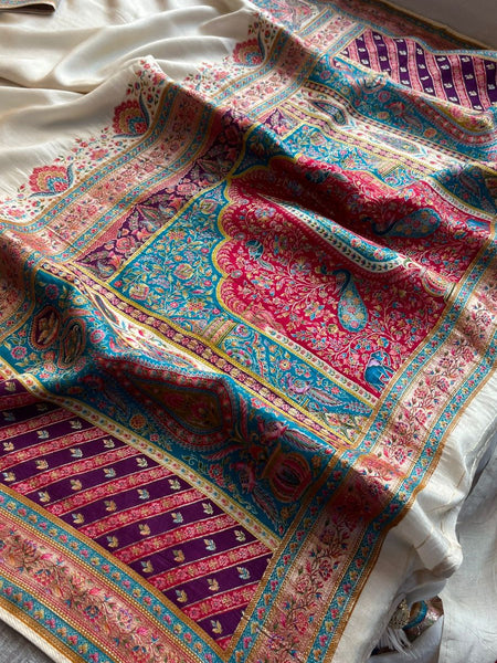 Elegant Meena Banarasi Munga Tussar Silk Saree