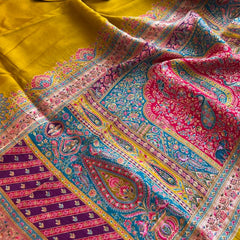 Pure Munga Tussar Silk Saree with Meena Banarasi Weaving