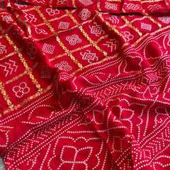 Pure Crepe Silk Saree with Bandhani Banarasi Weaving