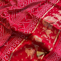 Pure Crepe Silk Saree with Bandhani Banarasi Weaving