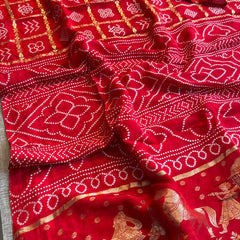 Pure Crepe Silk Saree with Bandhani Banarasi Weaving