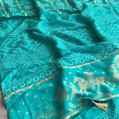 Pure Crepe Silk Saree with Bandhani Banarasi Weaving