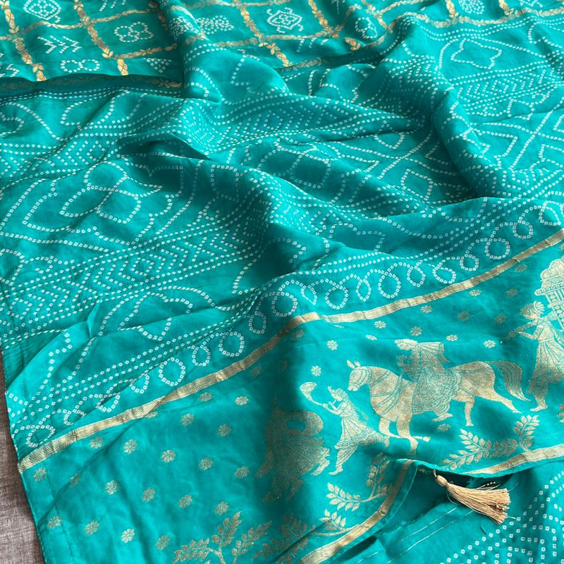 Pure Crepe Silk Saree with Bandhani Banarasi Weaving