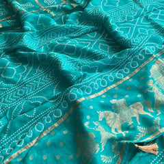 Pure Crepe Silk Saree with Bandhani Banarasi Weaving