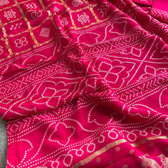 Pure Crepe Silk Saree with Bandhani Banarasi Weaving
